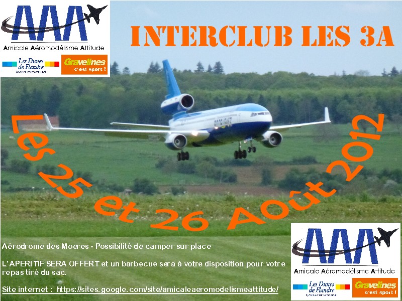 Affiche interclub les trois A 25 et 26 aout 2012